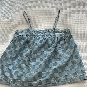 Entro Blue Checkered Spaghetti Strap Top
